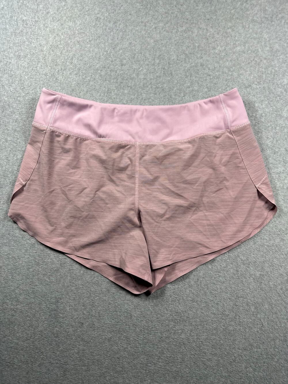Athleta Run With It Textured 3.5" Running Shorts Women Large Pink Elastic Waist